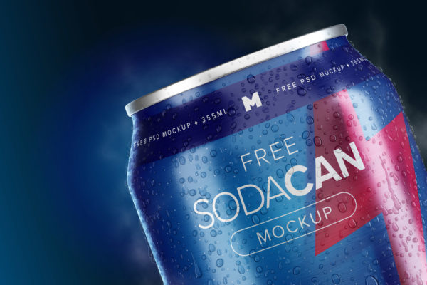 苏打饮料易拉罐罐头外观设计样机06 355ml Soda Can Mockup 06
