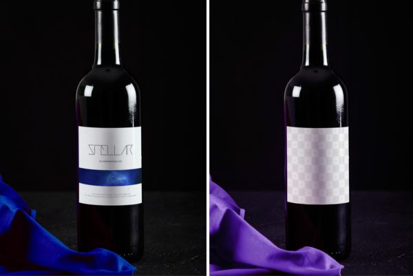 葡萄酒洋酒酒瓶外观标签设计样机09 Wine Bottle Mockup 09