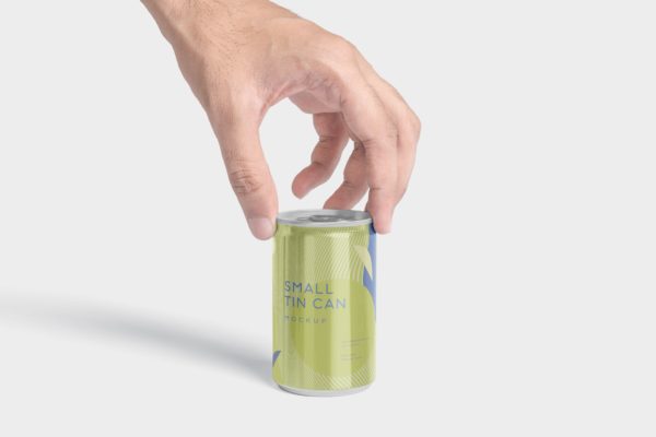 小型饮料易拉罐外观设计预览样机 5 Small Tin Can Mockups