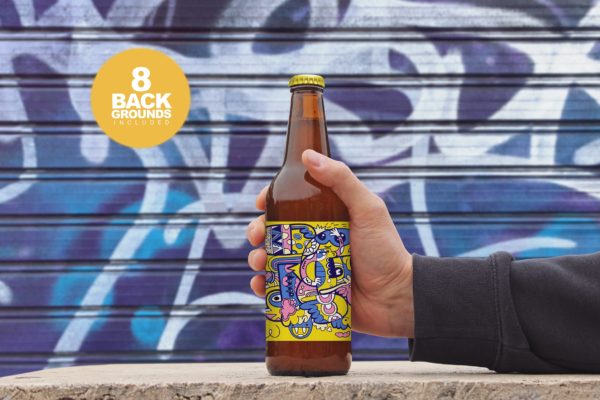 小瓶啤酒外观设计多角度演示样机 50cl Beer Bottle Mockup缩略图 小瓶啤酒外观设计多角度演示样机 50cl Beer Bottle Mockup