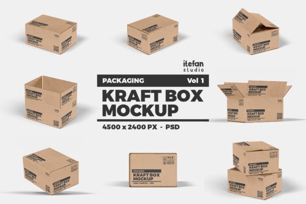 牛皮纸箱包装设计效果图样机v1 Kraft Box Mockup – Packaging Vol 1缩略图 牛皮纸箱包装设计效果图样机v1 Kraft Box Mockup – Packaging Vol 1