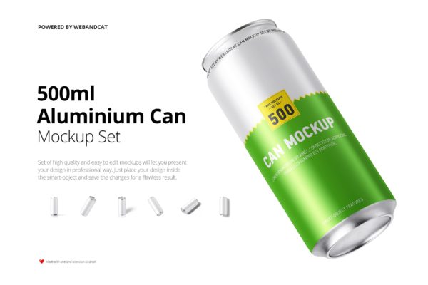 500ml容量饮料易拉罐外观设计效果图样机 500ml Can Mock-up缩略图 500ml容量饮料易拉罐外观设计效果图样机 500ml Can Mock-up