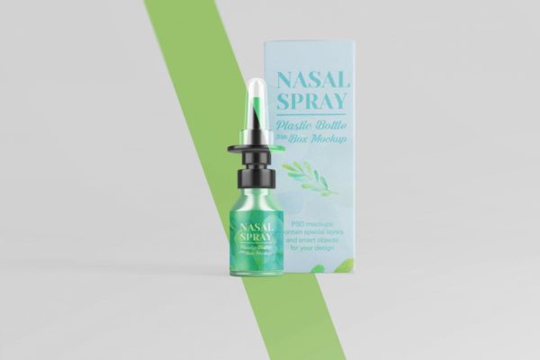 滴鼻药剂塑料瓶及包装盒外观设计样机 Nasal Plastic Bottle With Box Mockup缩略图 滴鼻药剂塑料瓶及包装盒外观设计样机 Nasal Plastic Bottle With Box Mockup