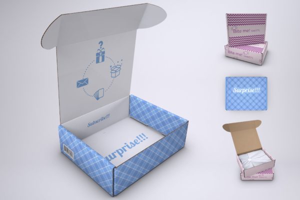 礼品定制包装盒设计样机模板 Subscription Box Mock-Up