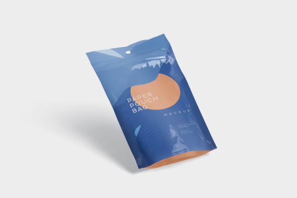小尺寸零食包装纸袋设计图样机 Paper Pouch Bag Mockup in Small Size