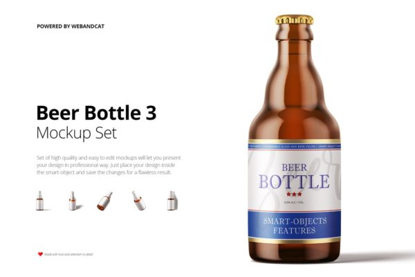 啤酒瓶外观设计效果图样机PSD模板 Steinie Beer Bottle Mock-up缩略图 啤酒瓶外观设计效果图样机PSD模板 Steinie Beer Bottle Mock-up