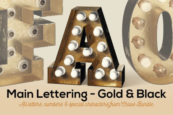 大帐篷灯泡装饰金属字体场景模板11 Marquee Light Bulbs Chaos 11 – Gold Black Letters缩略图 大帐篷灯泡装饰金属字体场景模板11 Marquee Light Bulbs Chaos 11 – Gold Black Letters