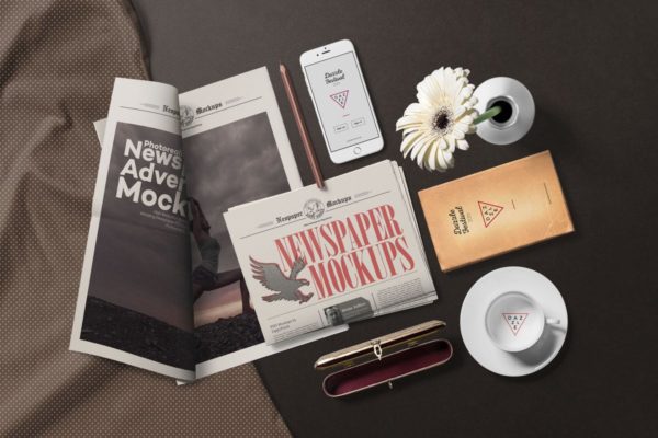 复古风格报纸场景样机套装 Vintage Style Newspaper Mockup Scenes