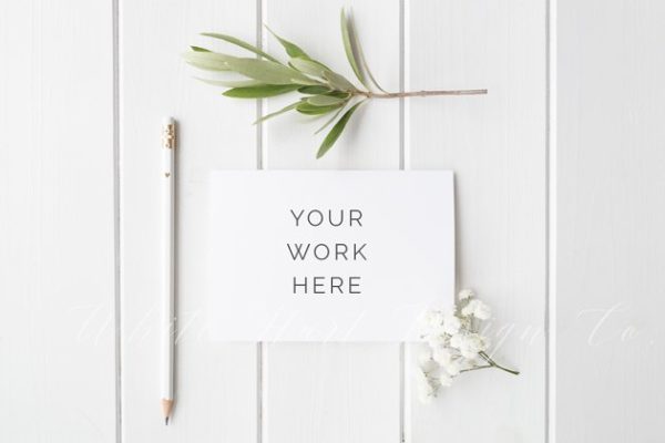 极简A6结婚卡风格样机模板 Styled stock photo – A6 wedding card