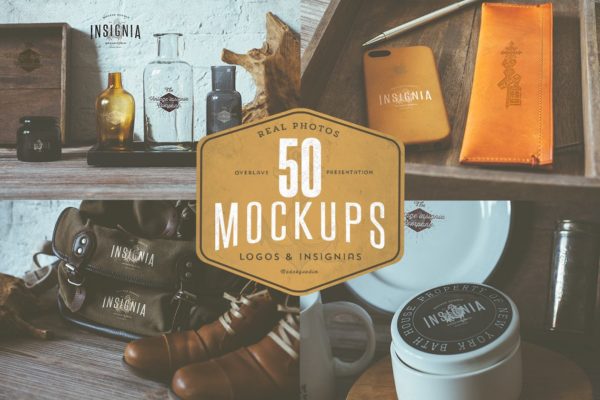 50个复古文艺风格Logo品牌样机模板合集[1.75GB] 50 hip overlay mockups