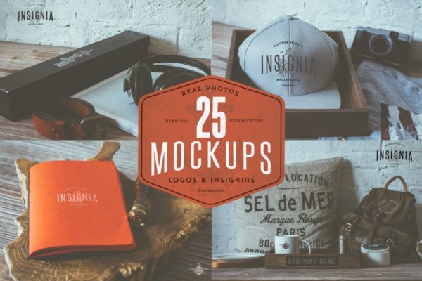 25个实物展示Logo样机 25 Hip Logo Overlay Mock-Ups