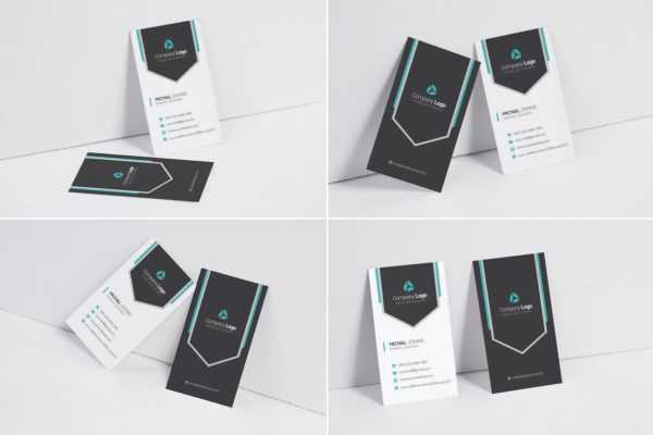 高品质的少见的稀有垂直名片设计VI样机展示模型mockups