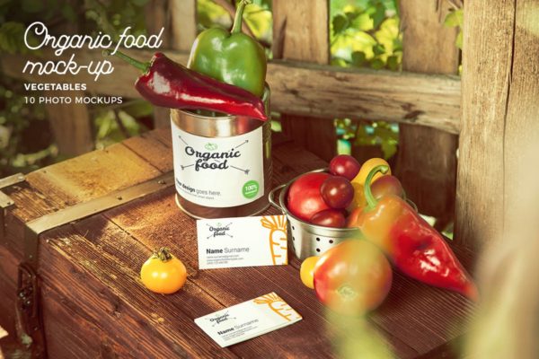 有机天然食物品牌样机模板 Organic Food Photo Mockup / Vegetables