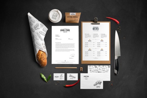 高端美食餐厅品牌展示样机 Restaurant Food Mockup
