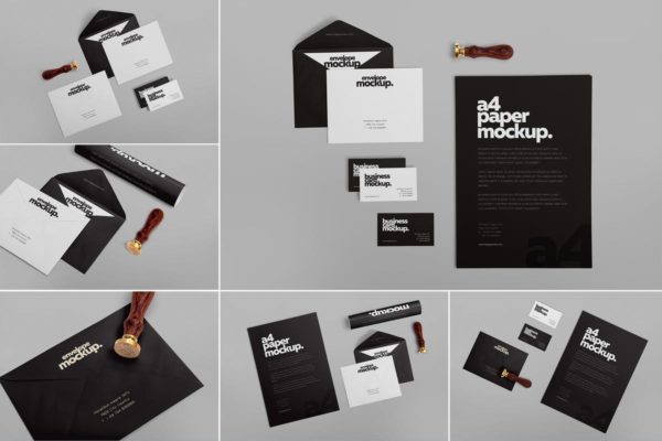 高级企业办公文具套装设计样机 6 Stationery Design Mockups