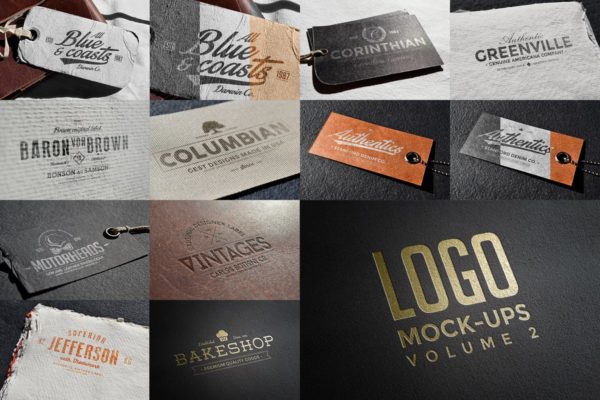 复古服饰吊牌印刷品牌Logo徽标样机套装Vol.2 Logo Mock-ups Vol.2