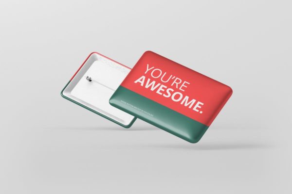 矩形徽章扣子样机模板 Rectangle Badge Button Mockup