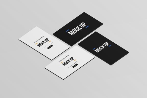 等距平铺企业名片设计样机模板 Business Card Mock Up