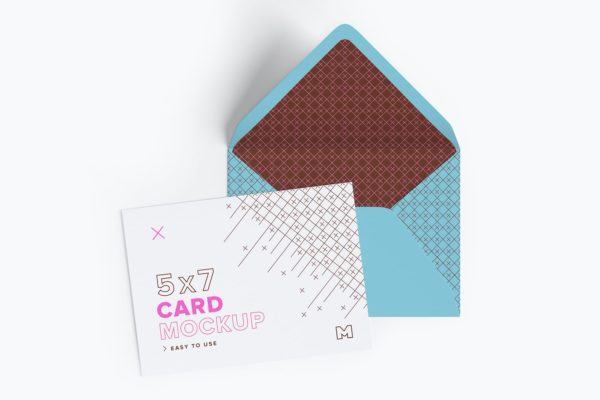 A7规格信封&贺卡设计样机模板 A7 Envelope and Landscape Card Mockup