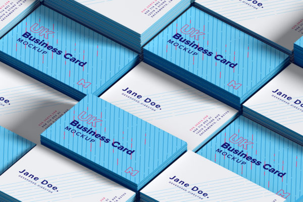 UK标准规格企业＆工作室名片排版设计效果图样机01 UK Business Cards Mockup 01