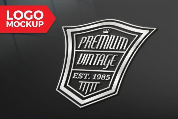 复古银色Logo样机设计模板 Logo Mockup Design