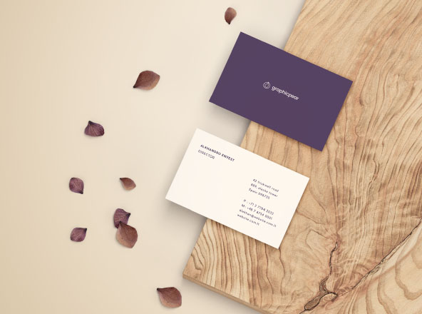 名片设计前视图&后视图样机模板 Front & Back Business Card Mockup