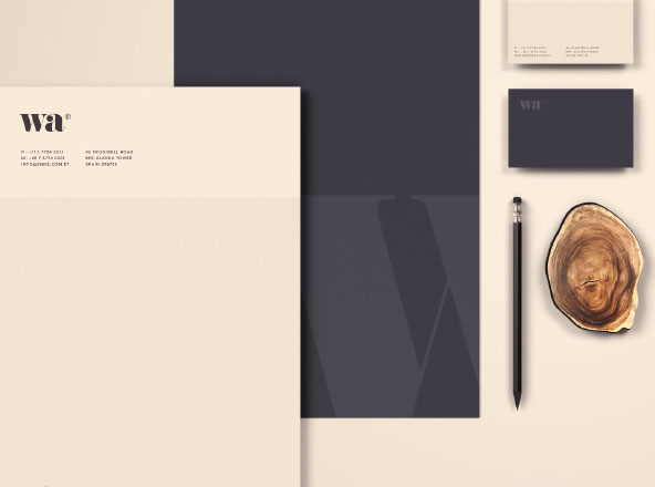 简约风企业信纸信头设计样机模板 Minimal Overhead Stationery Mockup