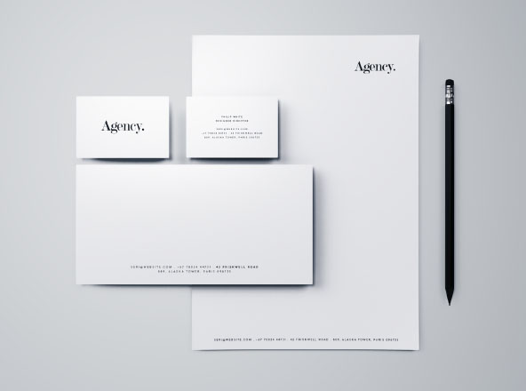极简主义风格企业品牌VI设计效果预览办公用品样机 Minimal Branding & Stationery Mockup