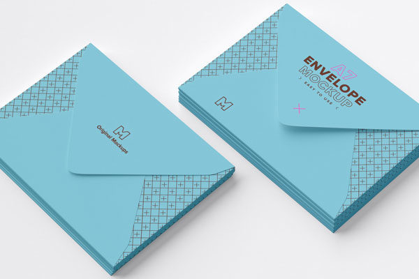 A7尺寸规格信封设计效果图样机模板 A7 Envelope Stack Mockup 01缩略图 A7尺寸规格信封设计效果图样机模板 A7 Envelope Stack Mockup 01