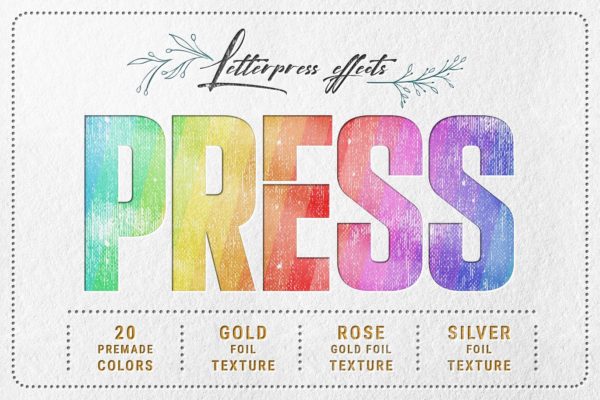 凸版印刷设计风格文本&Logo设计预览样机PSD模板 Letterpress – Text & Logo PSD Mockups