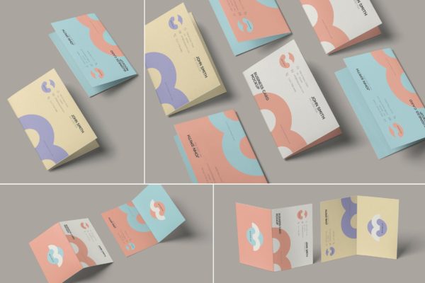 折叠式名片设计效果图样机模板 Folded Business Card Mockup缩略图 折叠式名片设计效果图样机模板 Folded Business Card Mockup