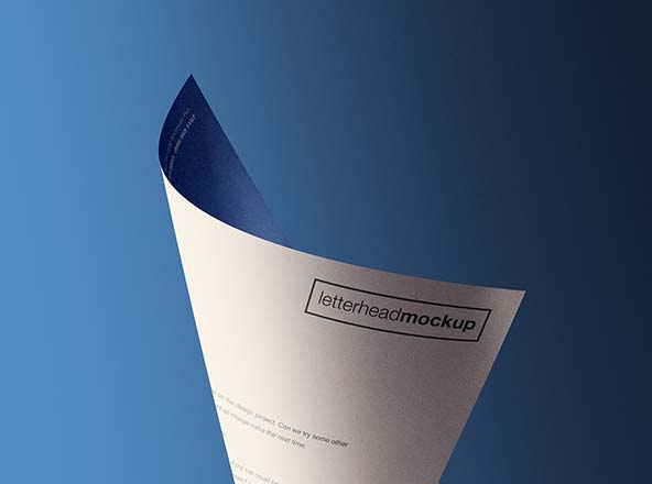 卷曲状态A4企业信纸设计效果样机模板 Curled A4 Letterhead Paper Mockup