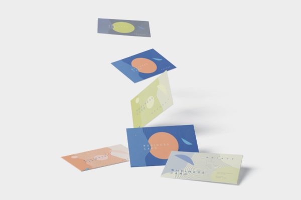 企业名片设计散落效果图样机模板 Business Card Mock-Up