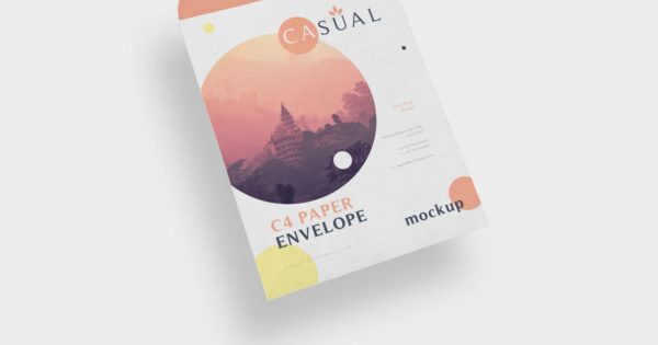C4尺寸大小信封设计效果图样机 C4 Envelope Mockups
