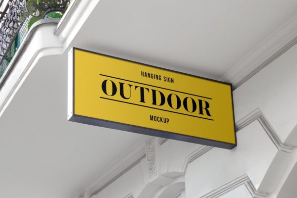 户外悬挂式店招/Logo标志牌样机#1 Outdoor Hanging Logo Sign Mockup #1缩略图 户外悬挂式店招/Logo标志牌样机#1 Outdoor Hanging Logo Sign Mockup #1