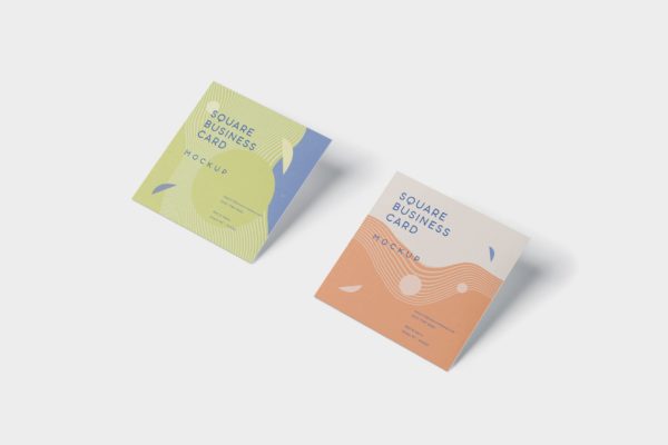 正方形创意企业名片设计阴影效果图样机 Business Card Mockup in Square Format
