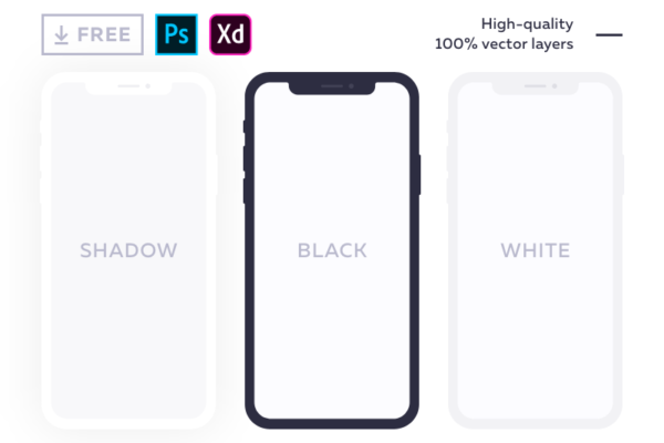 PS和XD适用的简约 iPhone X 样机模板缩略图 PS和XD适用的简约 iPhone X 样机模板