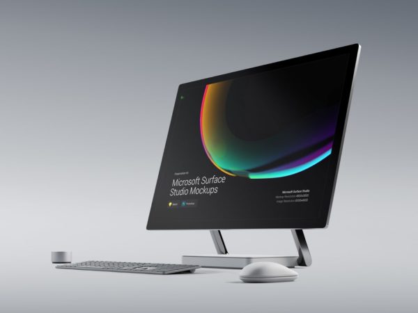 超级主流桌面&移动设备样机系列：微软一体机 Surface Studio 样机&场景 [兼容PS,Sketch;共3.83GB]