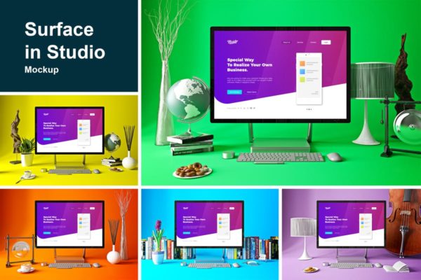 办公室场景微软一体机Surface样机模板合集 Surface in Studio缩略图 办公室场景微软一体机Surface样机模板合集 Surface in Studio