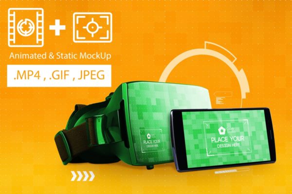 虚拟现实VR眼镜智能设备动画样机 Animated VR MockUp缩略图 虚拟现实VR眼镜智能设备动画样机 Animated VR MockUp