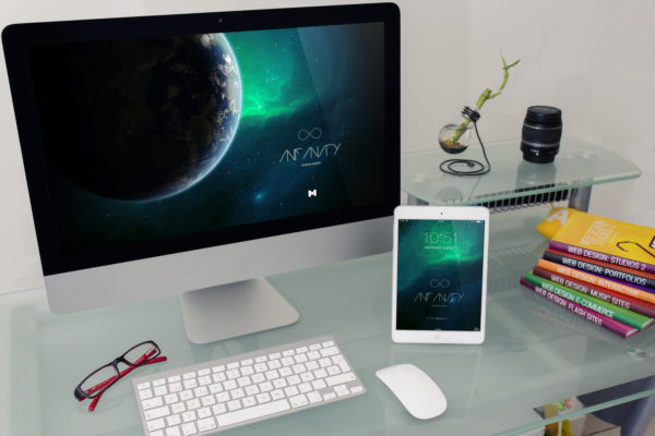 iMac&iPad桌面设备UI设计效果图样机模板1 Desktop Device Mockup 1缩略图 iMac&iPad桌面设备UI设计效果图样机模板1 Desktop Device Mockup 1