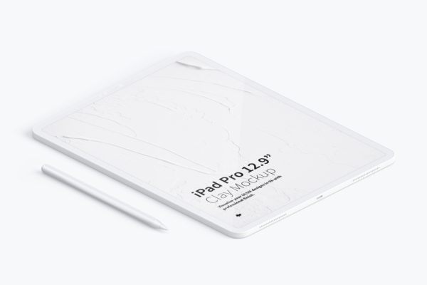 iPad Pro陶瓷黏土材质平板电脑UI界面设计等距左视图样机 Clay iPad Pro 12.9” Mockup, Isometric Left View缩略图 iPad Pro陶瓷黏土材质平板电脑UI界面设计等距左视图样机 Clay iPad Pro 12.9” Mockup, Isometric Left View