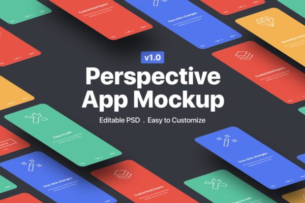 透视视图APP应用设计样机展示模板V1 Perspective App Mockup 1.0缩略图 透视视图APP应用设计样机展示模板V1 Perspective App Mockup 1.0