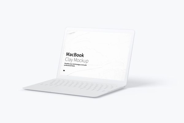 MacBook笔记本电脑屏幕演示右视图样机 Clay MacBook Mockup, Right View缩略图 MacBook笔记本电脑屏幕演示右视图样机 Clay MacBook Mockup, Right View