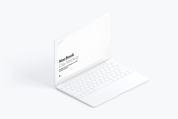 MacBook超极本屏幕演示效果左视图样机 Clay MacBook Mockup, Isometric Left View缩略图 MacBook超极本屏幕演示效果左视图样机 Clay MacBook Mockup, Isometric Left View