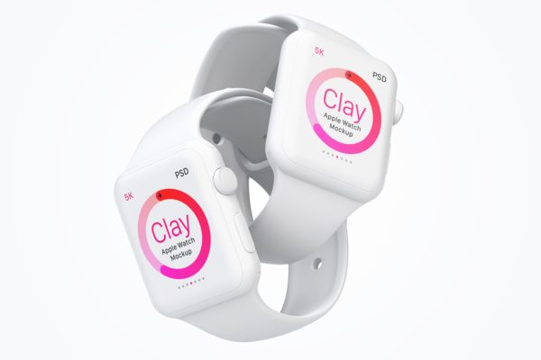 Apple Watch智能手表双屏幕演示样机模板07 Clay Apple Watch Mockup 07缩略图 Apple Watch智能手表双屏幕演示样机模板07 Clay Apple Watch Mockup 07