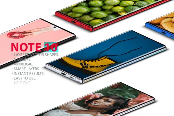 三星Note 10手机样机PSD分层模板 Note 10 Layered PSD MockUps缩略图 三星Note 10手机样机PSD分层模板 Note 10 Layered PSD MockUps