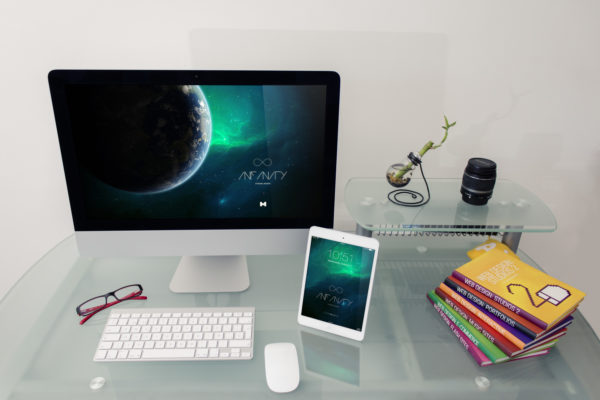 iMac&iPad桌面设备屏幕预览效果样机3 Desktop Device Mockup 3缩略图 iMac&iPad桌面设备屏幕预览效果样机3 Desktop Device Mockup 3