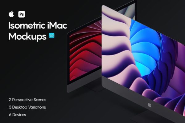 iMac一体机网站UI设计效果图预览样机素材v2 Isometric iMac Mockup 2.0缩略图 iMac一体机网站UI设计效果图预览样机素材v2 Isometric iMac Mockup 2.0