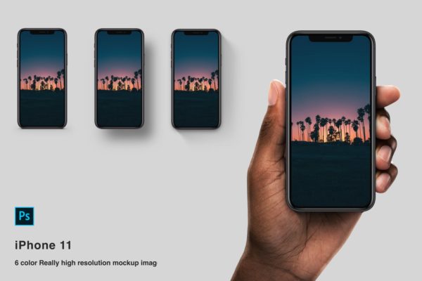 6色高分辨率iPhone 11手机样机PSD模板 High Res Mockup for iPhone 11
